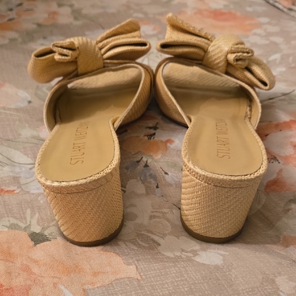 Worn Once Stuart Weitzman Tan Mules with Bow Detail - Picture 2 of 3